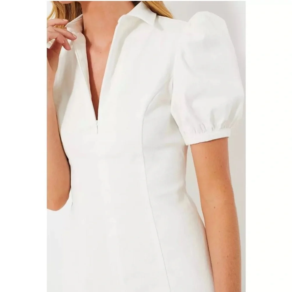 TUCKERNUCK Hyacinth House White Front Zip Denim Mini Dress - Picture 6 of 12